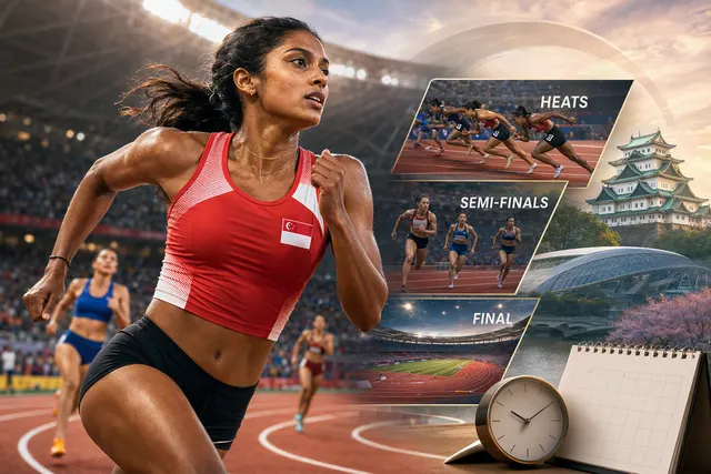 AI-generated illustration accompanying coverage of Shanti Pereira’s Asian Games 200m title defence