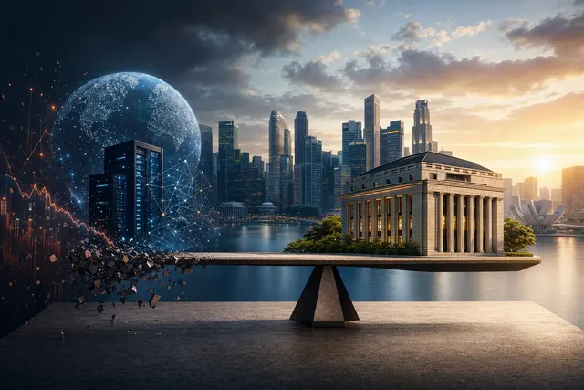 Illustration accompanying an analysis of AI investment and financial-stability risks in Singapore