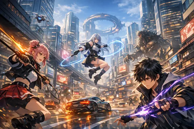 Anime-style open-world city scene representing Ananta, formerly known as Project Mugen