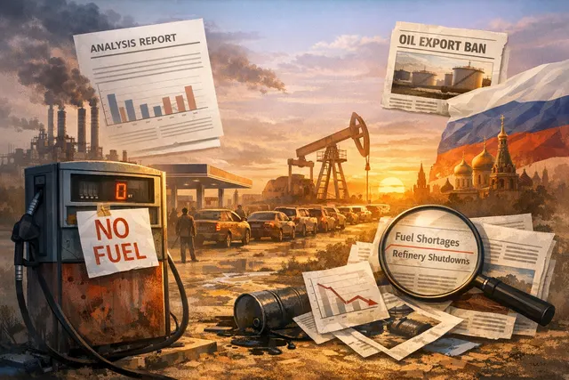 A dramatic illustration of an oil refinery fire at night, representing Ukrainian drone strikes on Russian oil infrastructure during the 2026 fuel crisis.