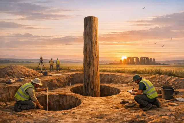 5,000-year-old timber structure at Bulford, Wiltshire, near Stonehenge — an early Neolithic solstice-aligned monument