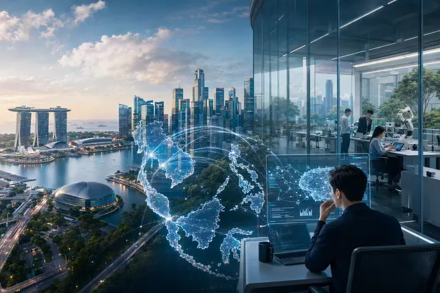 Illustrative AI-generated image for an article about Amity’s Singapore AI research hub