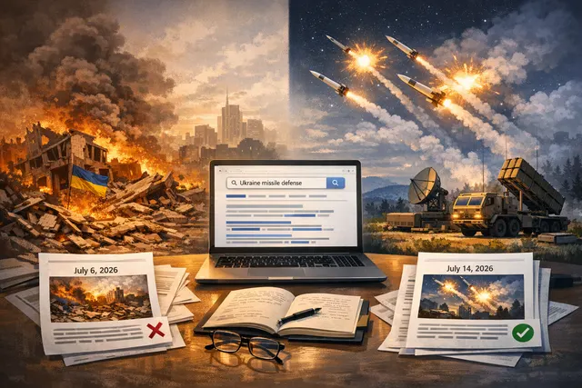 Conceptual illustration of a ballistic missile interceptor launching against a dark sky, representing Ukraine's Freyja anti-ballistic missile defense system.