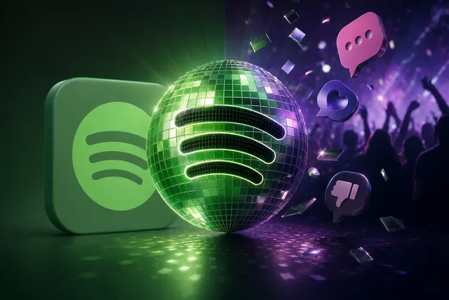 Spotify app icon redesigned as a green disco ball for the company’s 20th anniversary campaign