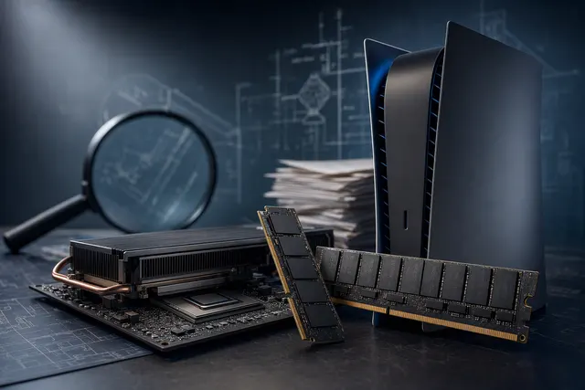 Editorial illustration representing reported PlayStation 6 memory and storage cost concerns