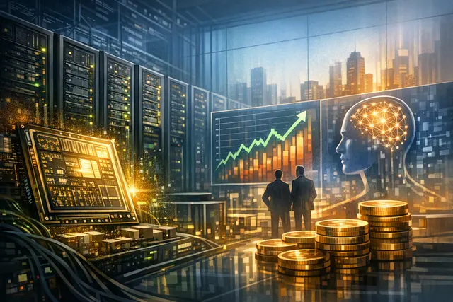 Illustration of Nvidia’s AI-chip boom and Jensen Huang’s rising billionaire ranking after record earnings