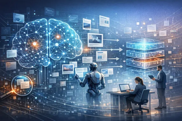 AI-generated digital concept of a glowing brain network with nodes and connections, representing Perplexity Brain's self-improving context graph memory system for agents