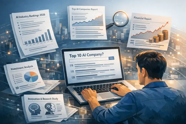 AI-generated collage representing the top 10 AI companies of 2026, including OpenAI, Anthropic, Google DeepMind, and ByteDance logos on a technology-themed background
