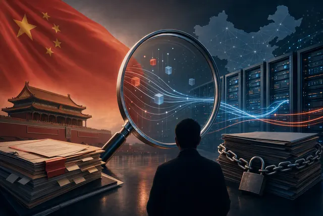 Editorial illustration representing the reported investigation into alleged routing of AI user prompts to Claude
