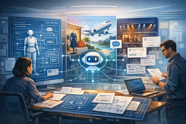 Illustration of Claude-powered AI shopping agents helping customers and retailers manage product discovery and carts