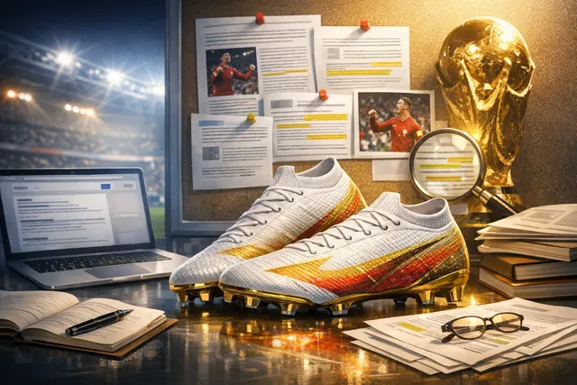 Nike Mercurial Superfly 1 RGN Metallic Gold cleat on display