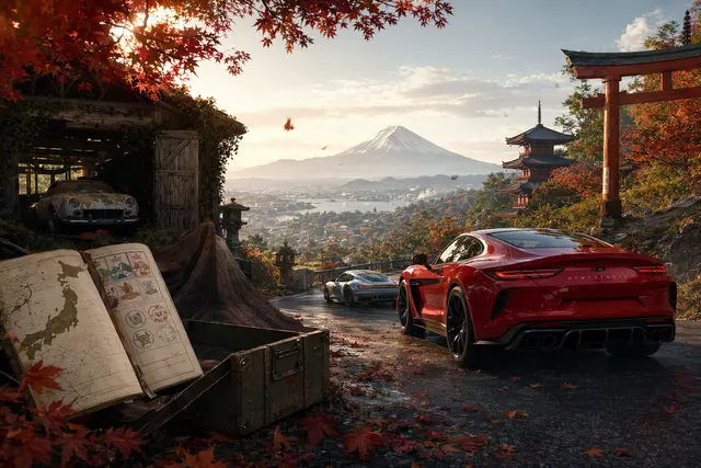 Forza Horizon 6 Japan map exploration with hidden Barn Finds and Treasure Cars