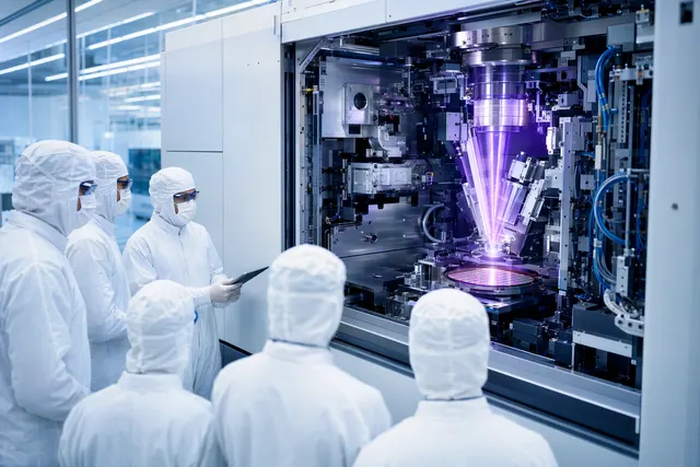 Illustration of ASML High‑NA EUV lithography machine used in advanced semiconductor manufacturing