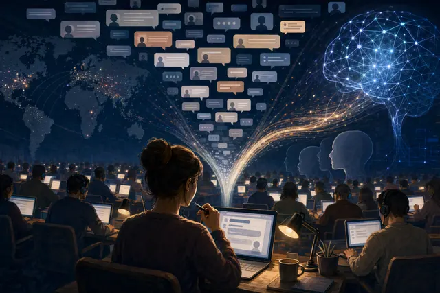 Illustration representing privacy and human review of AI chatbot conversations