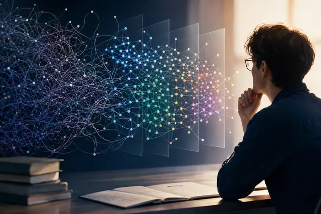 Illustration representing the challenge of interpreting neural networks and their internal features