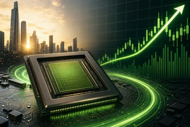 Editorial illustration for Nvidia’s October 5, 2026 record stock close and approach to a $6 trillion valuation
