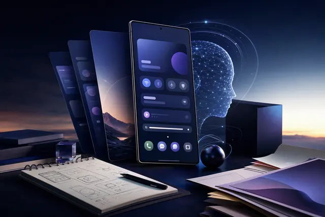 Conceptual illustration for reports of an AI-focused redesign of Samsung Galaxy software.