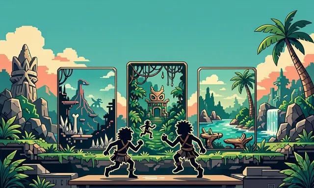 Prehistoric caveman platforming scene representing Joe & Mac Retro Collection