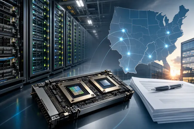 Illustration representing Nvidia AI chips and data-centre infrastructure