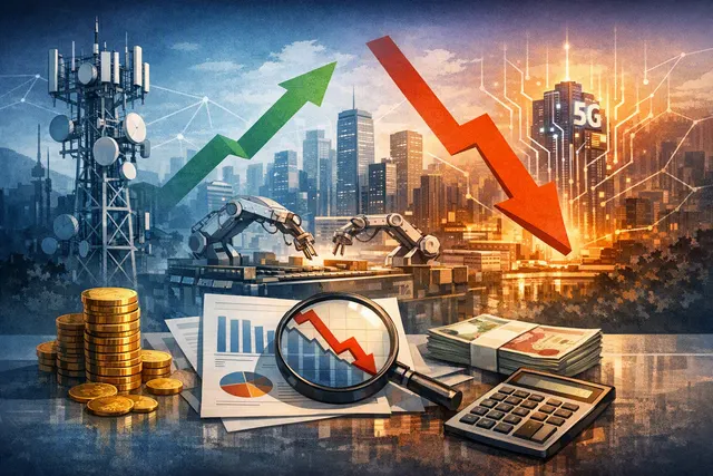 Illustration of Huawei’s first-half 2026 results, showing revenue growth, falling profit and increased investment in research and development