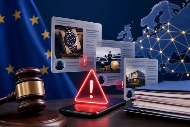 Illustration representing financial scam advertisements spreading across major social media platforms