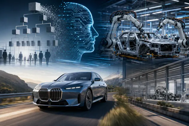 AI-generated illustration representing artificial intelligence and automotive manufacturing