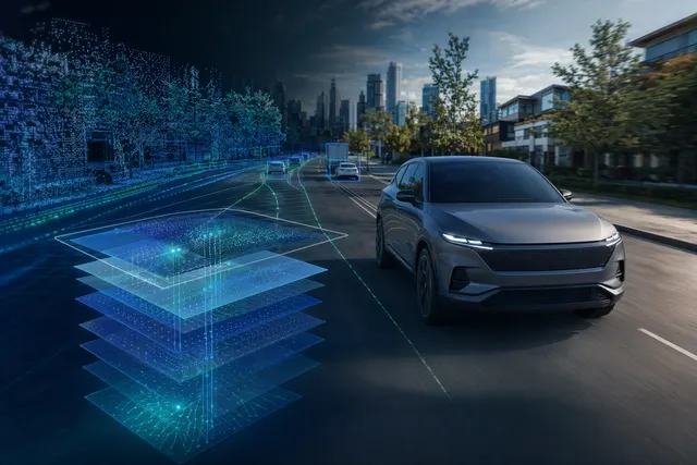 Concept illustration of AI‑powered automated driving technology inside a modern vehicle cockpit