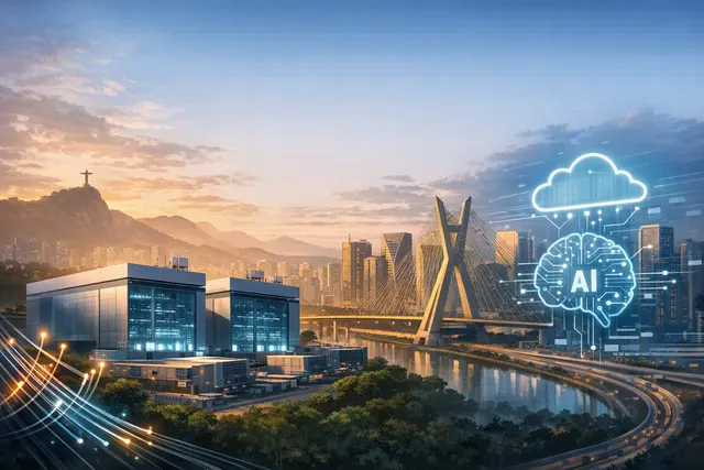 Illustration of Alibaba Cloud expanding its AI and data-centre infrastructure in São Paulo, Brazil