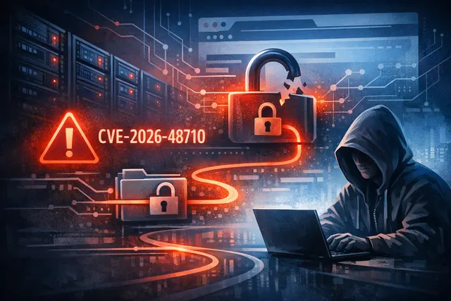 Digital illustration of a broken shield and a single glowing red character bypassing a security checkpoint, representing the BadHost vulnerability in AI agent infrastructure