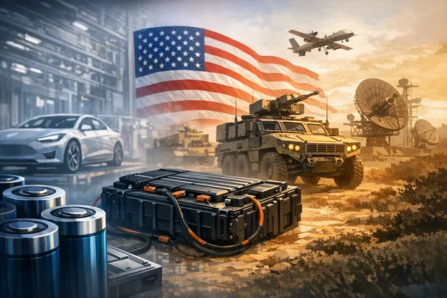 Conceptual illustration of U.S. battery technology supporting electric vehicles and military systems
