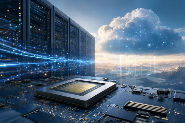Concept illustration of Microsoft Azure servers powered by Maia 200 AI chips used for large language model inference