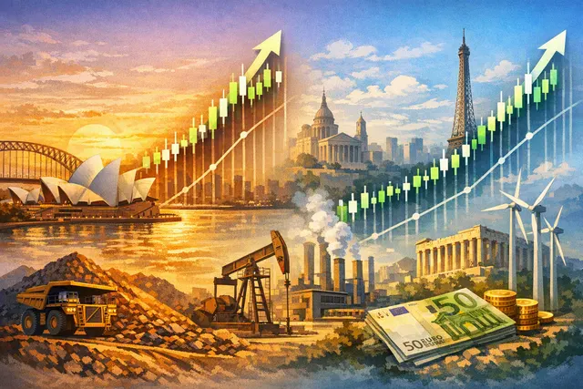 Stock market chart on a digital display showing record highs