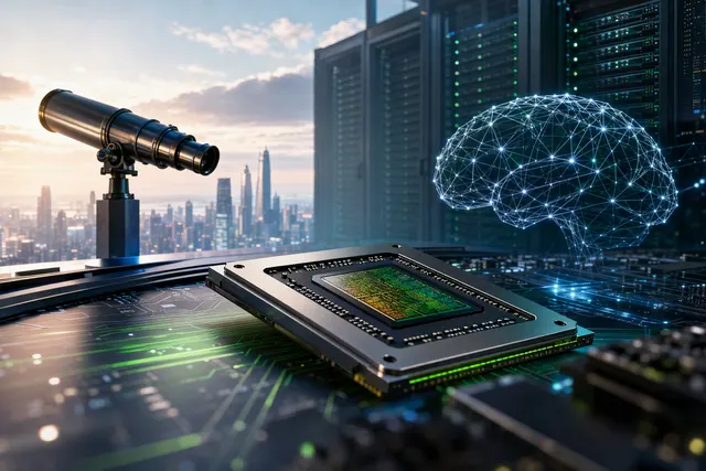 Illustrative AI-generated image for an article about Nvidia’s semiconductor outlook and AI data-center demand