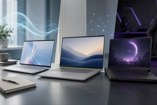Dell 14S, Dell 16S, and Alienware 15 laptops representing Dell’s 2026 AI productivity and gaming lineup