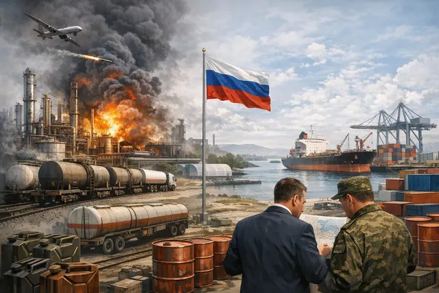 How is Russia responding to a worsening domestic fuel crisis caused by sustained Ukrainian drone strikes on its oil refineries and fuel term