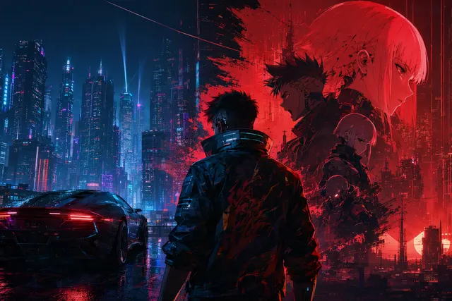 Editorial illustration representing Cyberpunk 2077’s Edgerunners 2 Update 2.5