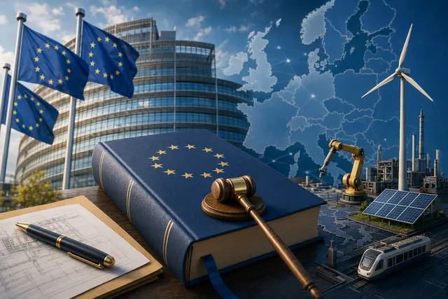Editorial illustration representing the European Union’s proposed Buy European public-procurement rules