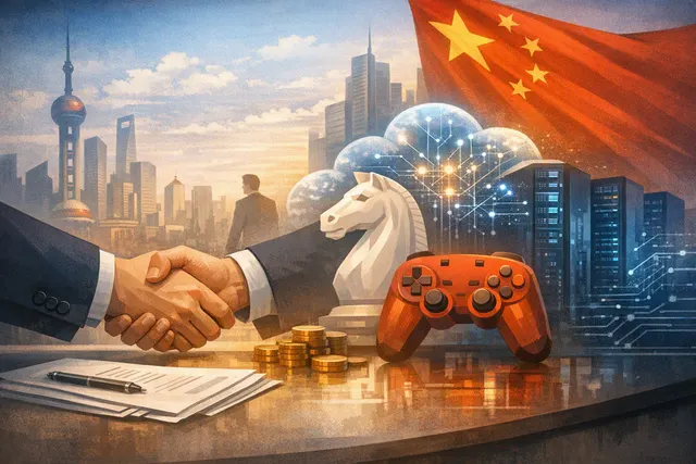 Illustration of Alibaba’s Lingxi Games sale to Trustar Capital and its strategic shift toward AI and cloud infrastructure