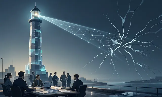 Conceptual illustration of investigators tracing cryptocurrency transactions across a global network