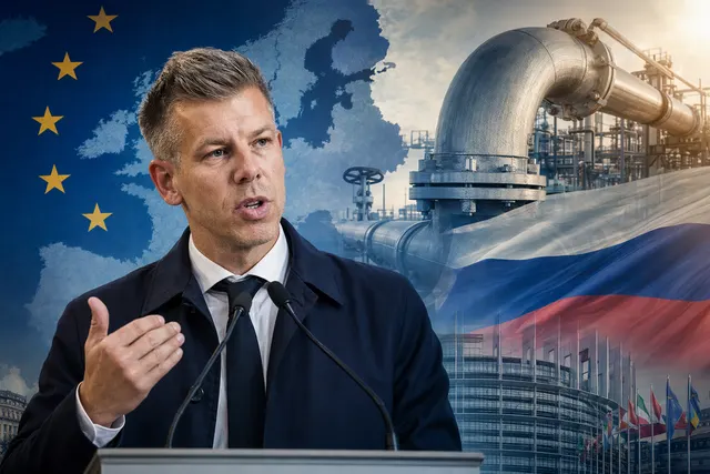 Illustration representing the political debate in Europe over Russian gas imports and EU energy policy