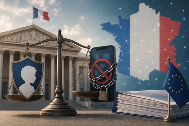 Illustration representing France’s debate over social media access for children under 15