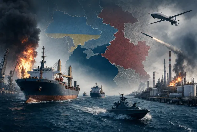 How has the escalating Russia–Ukraine campaign against Black Sea shipping and energy infrastructure unfolded—including Russia’s reported str