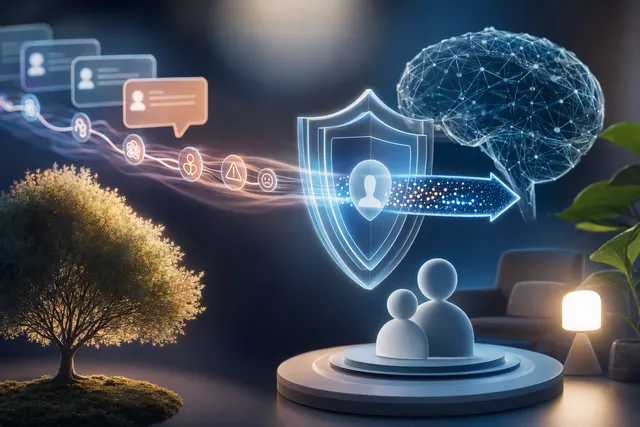 Concept illustration of AI monitoring conversation context to detect safety risks over time