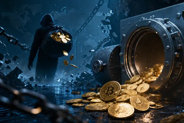 Illustration representing cryptocurrency theft and digital wallet security risks