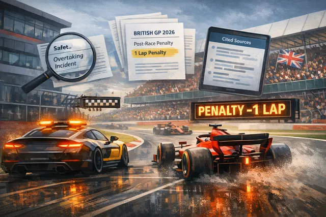 AI-generated illustration of Carlos Sainz's Williams car on the Silverstone track under safety car conditions.