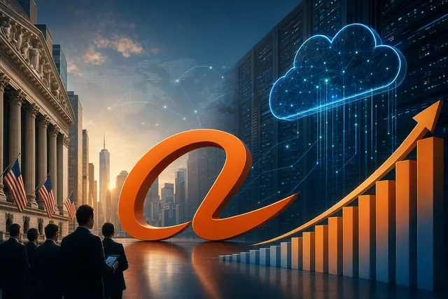 Illustration representing Alibaba cloud and AI growth after fiscal Q4 2026 earnings