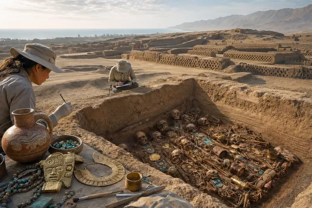 What did archaeologists discover at Peru’s Chan Chan in September 2026, and what do the nearly intact 600 year old elite Chimú tomb’s locati