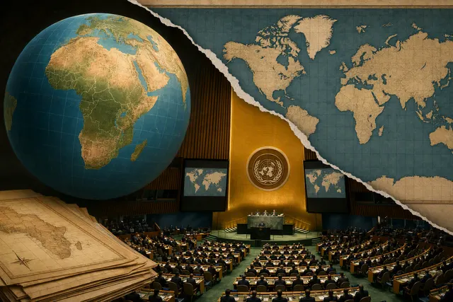 What did the UN General Assembly’s African led, nonbinding “Correct the Map” resolution—adopted 164–1 with six abstentions, opposed only by