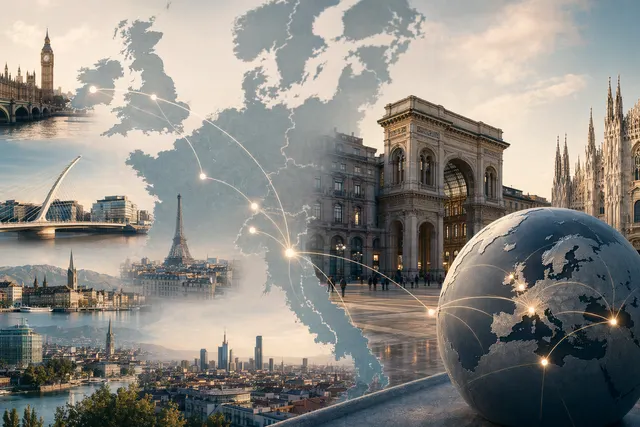 Illustration representing Anthropic expanding AI offices across European cities