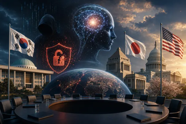 Concept illustration of AI analyzing global networks for cybersecurity vulnerabilities